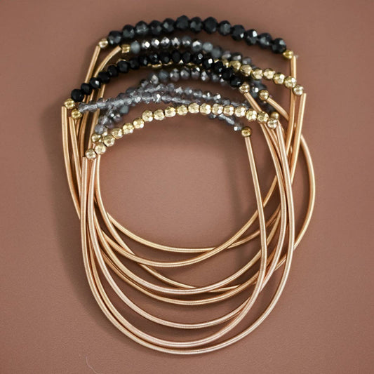 Boho Layered Spring Coil Guitar String Bracelet Set - 6962