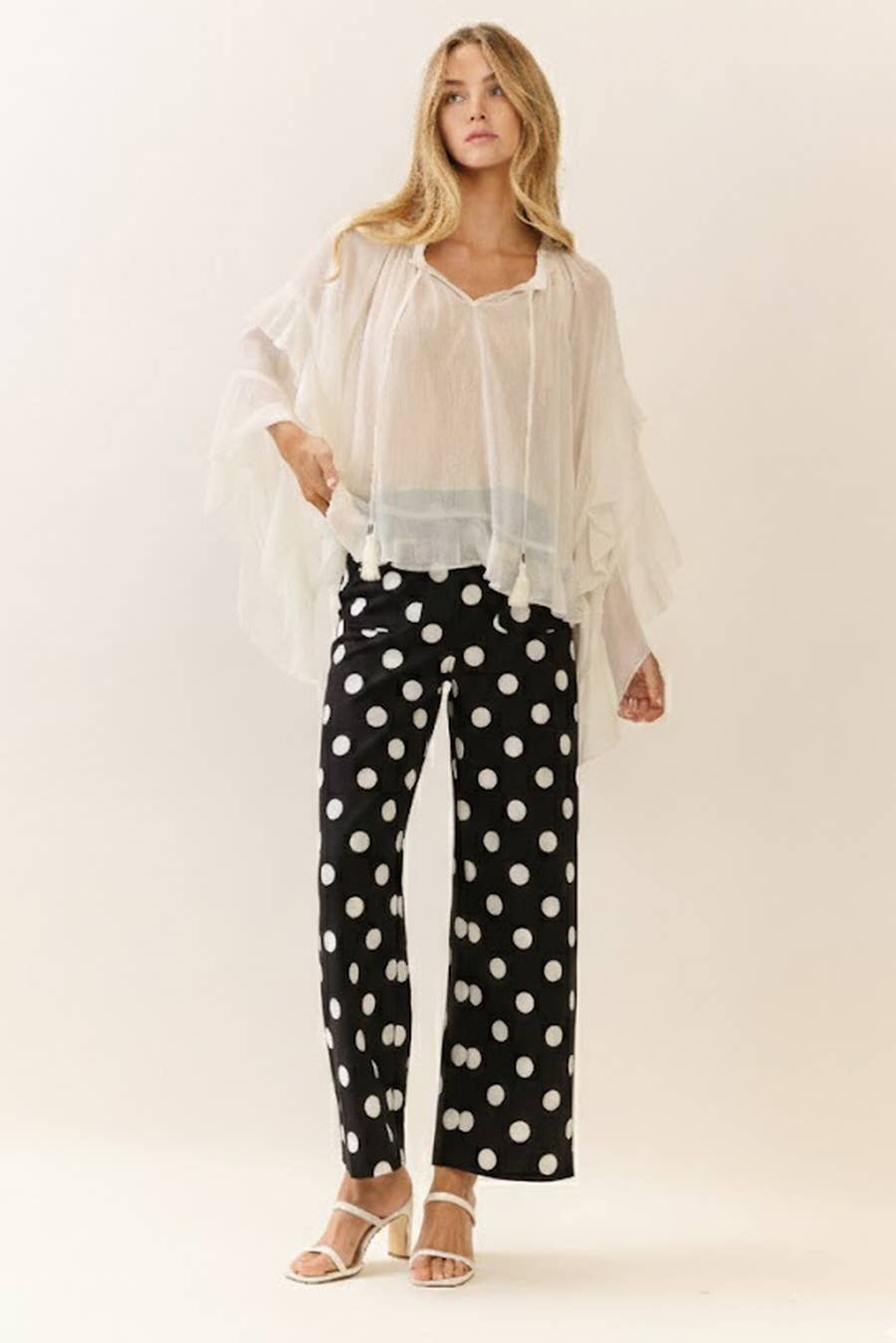 Polka Dot high-rise wide leg pants
