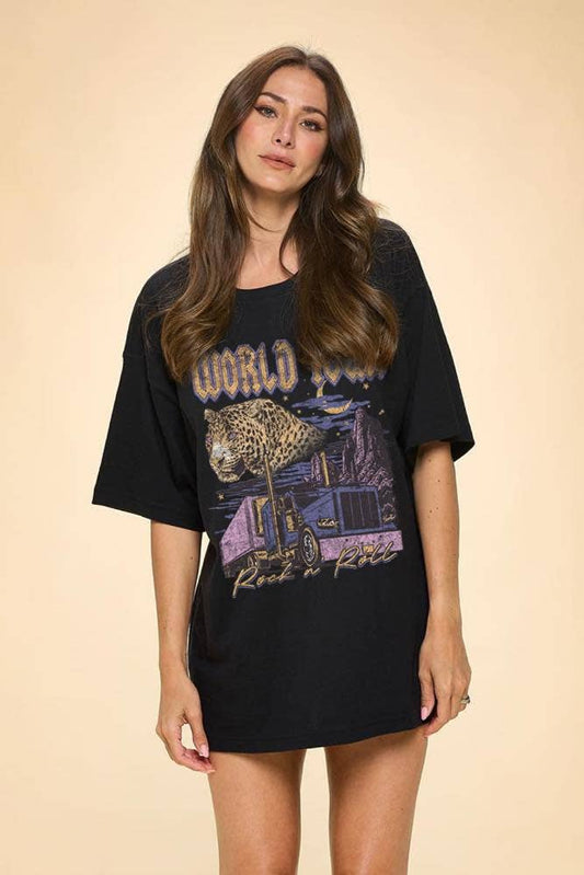 World Tour Midnight Graphic S/S Premium Cotton Oversized Tee