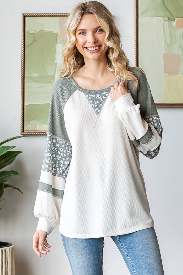 Wildflower Patchwork Waffle Knit Top