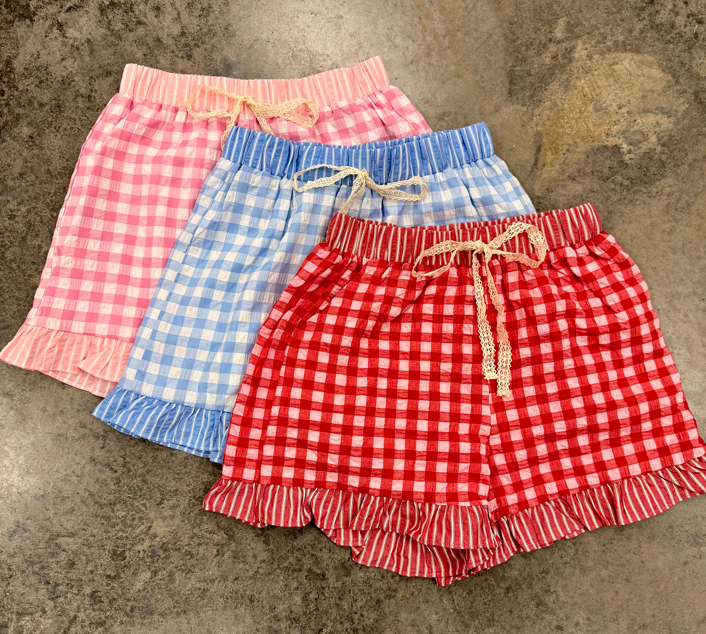 Plaid Gingham Print Ruffled Shorts