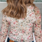 LDC  Floral Long Sleeve High Neck Sheath Mesh Blouse