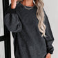 Custom Solid Ribbed Knit Round Neck Pullover Sweatshirt