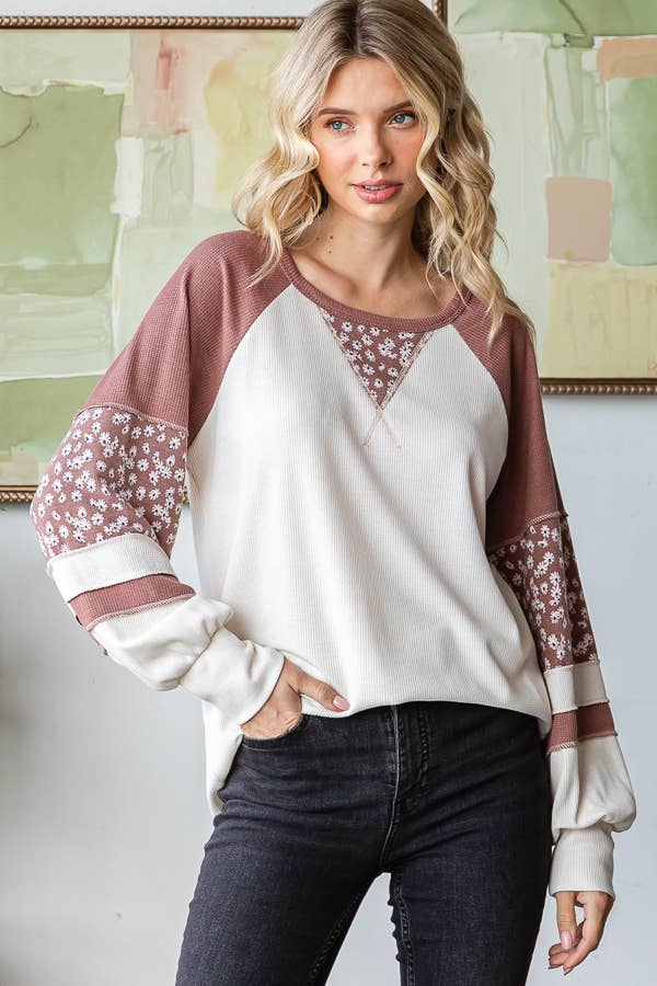 Wildflower Patchwork Waffle Knit Top