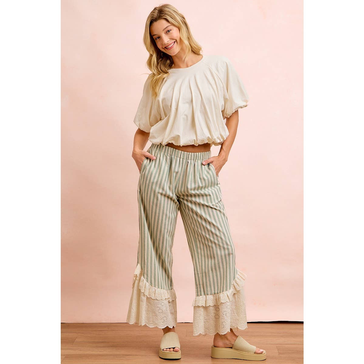 JERSEY BUBBLE SLEEVE TOP