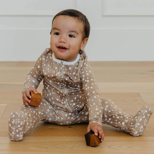 Zip-Up Footie Pajama - Fawn