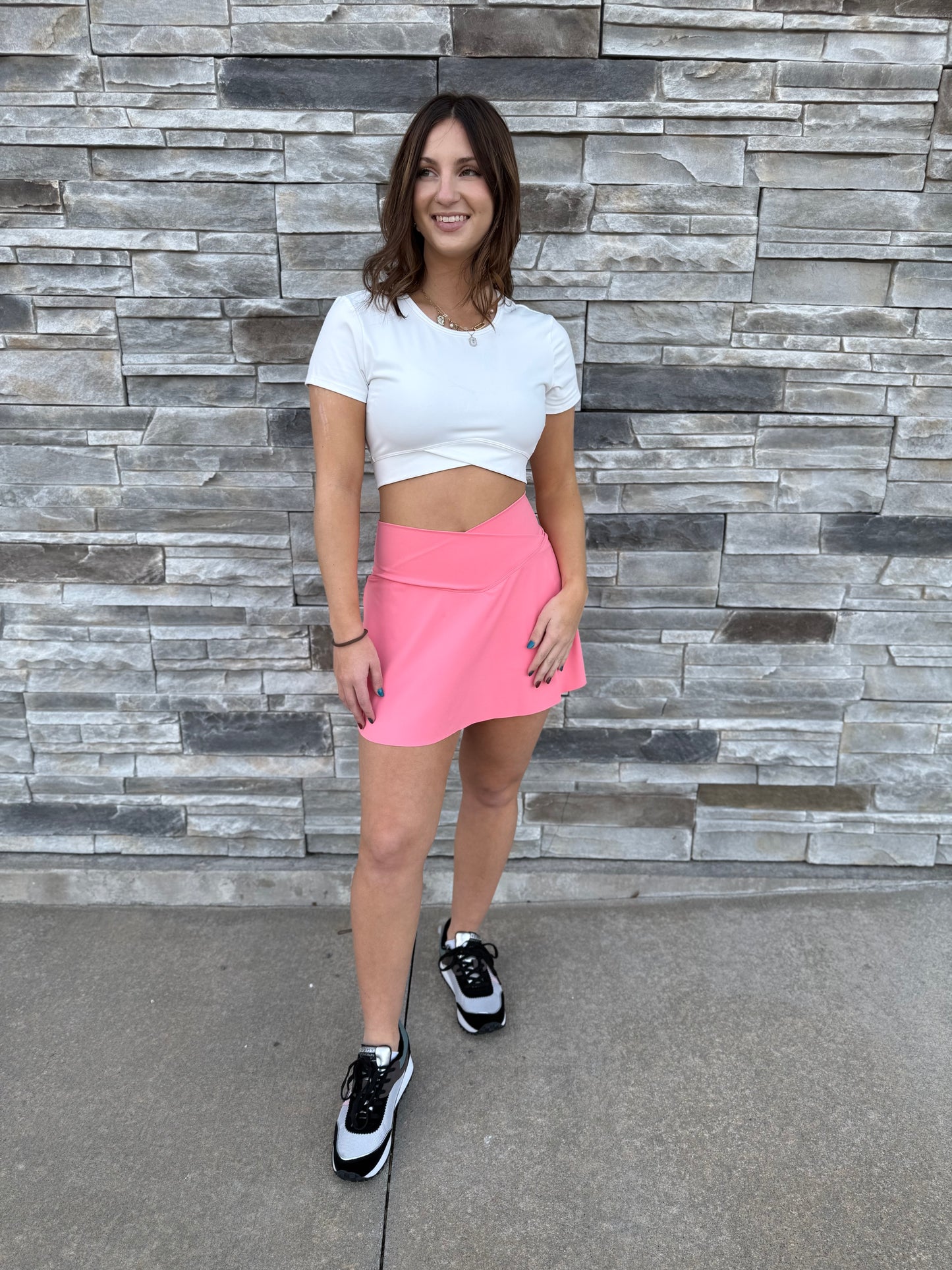 Crossover Hem Cropped Sports Top