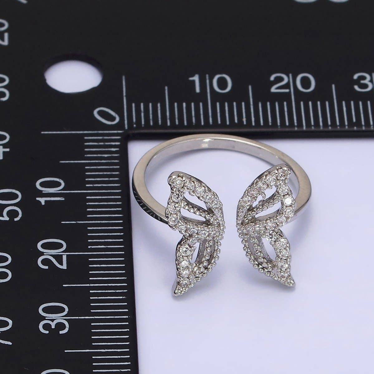16K Gold Filled Paved CZ Open Butterfly Ring