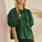 Poppi Front Tie Ribbon Blouse