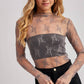 FLORAL EMBROIDERY LACE MESH LAYERING TOP
