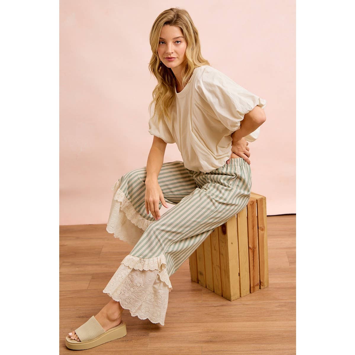JERSEY BUBBLE SLEEVE TOP