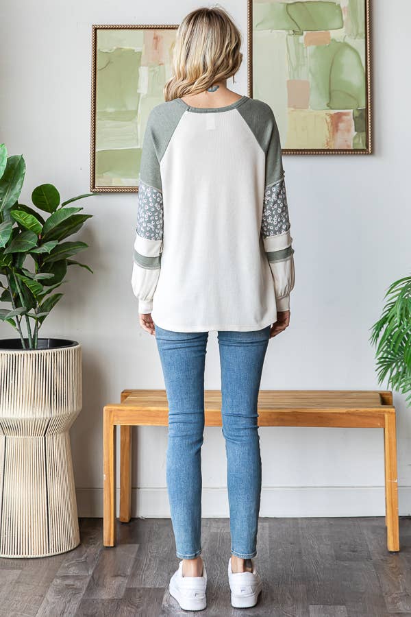 Wildflower Patchwork Waffle Knit Top