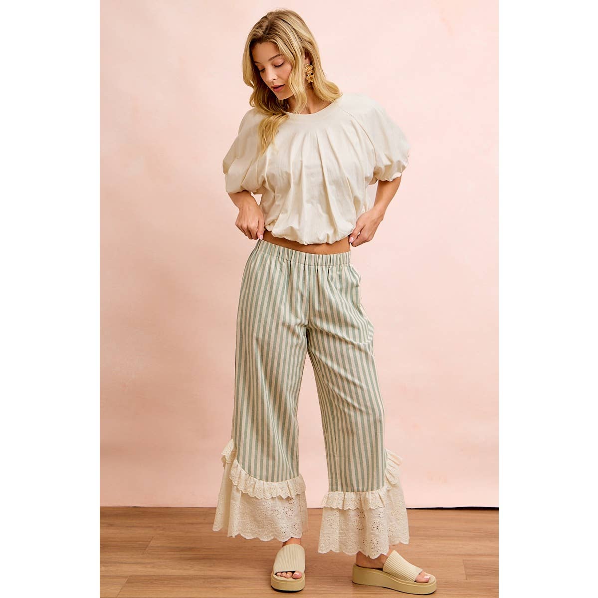JERSEY BUBBLE SLEEVE TOP