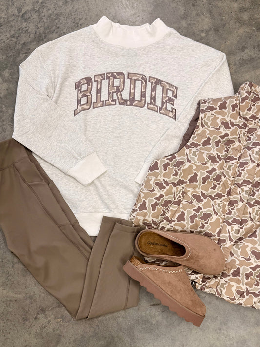 Camo Birdie Mock Neck Sweater