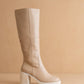 The Juniper Beige | Platform Knee-High Boots