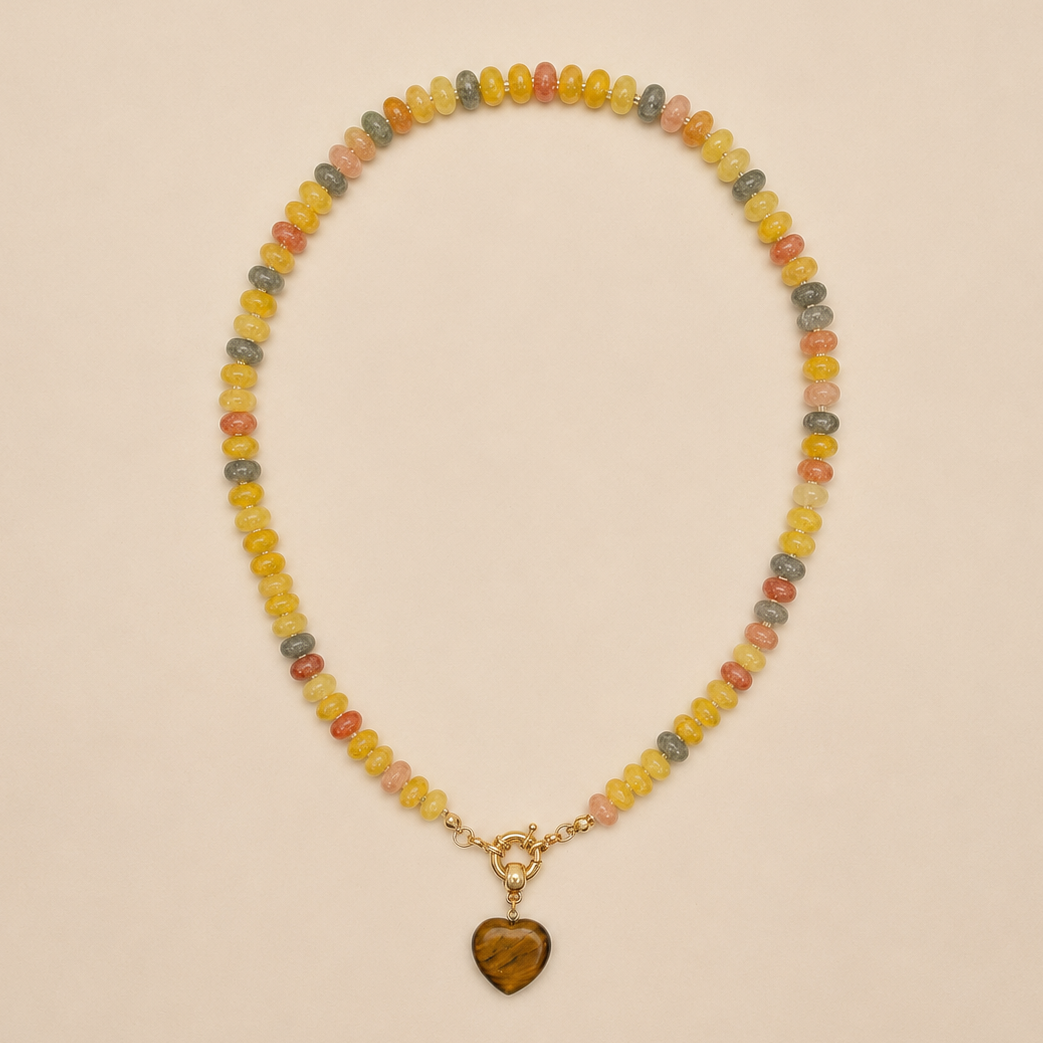 Natural Stone Semi-Precious Glass Mixed Necklace