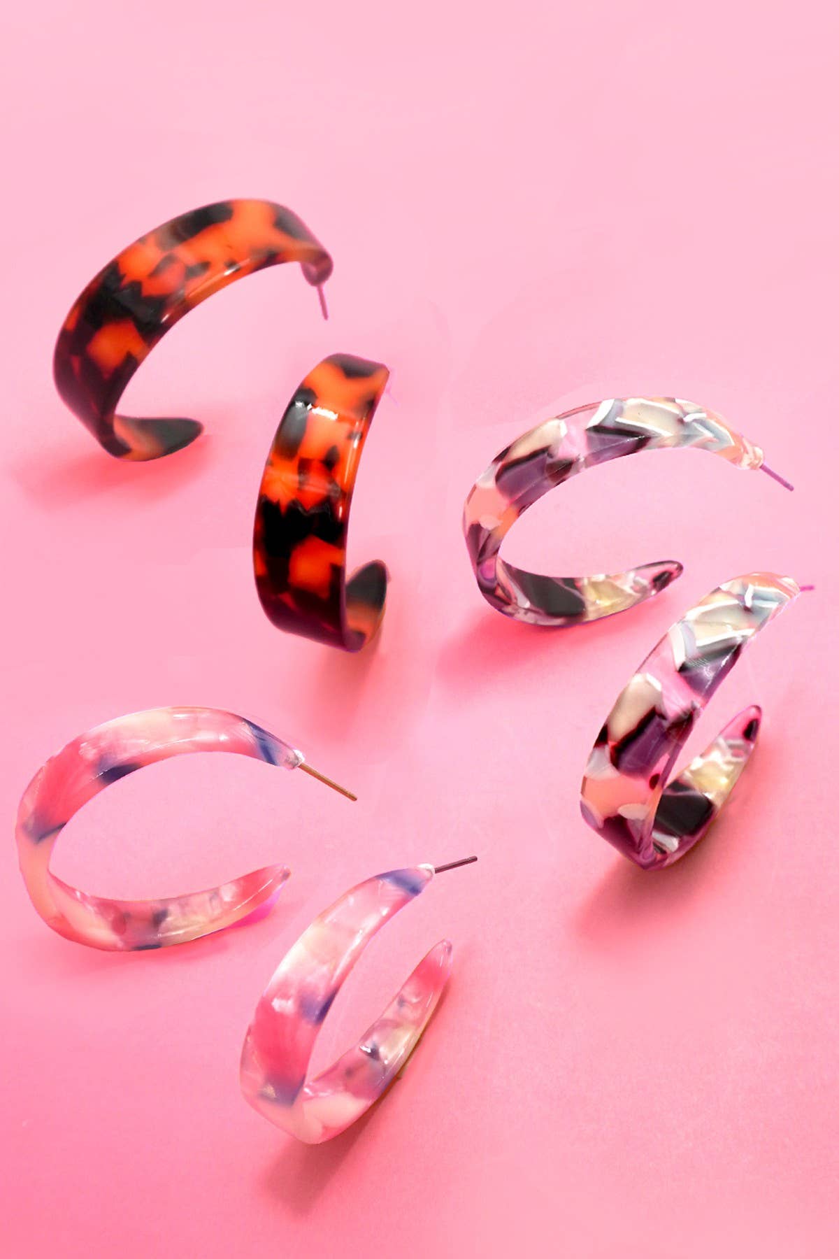 MULTI CLASSIC ACRYLIC HOOP TRIO EARRINGS