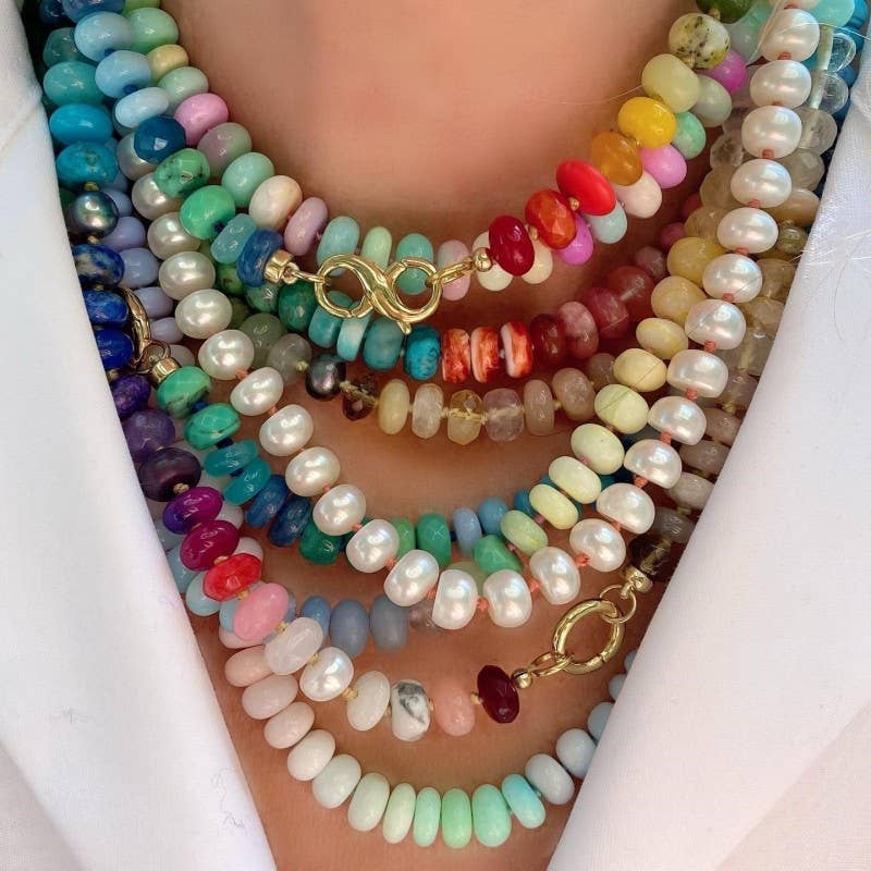 Natural Stone Semi-Precious Glass Necklace