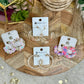 Cream Ombré Flowers on Gold Hoops