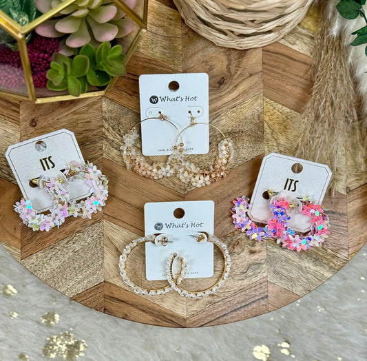 Pearlized Flower Hoops