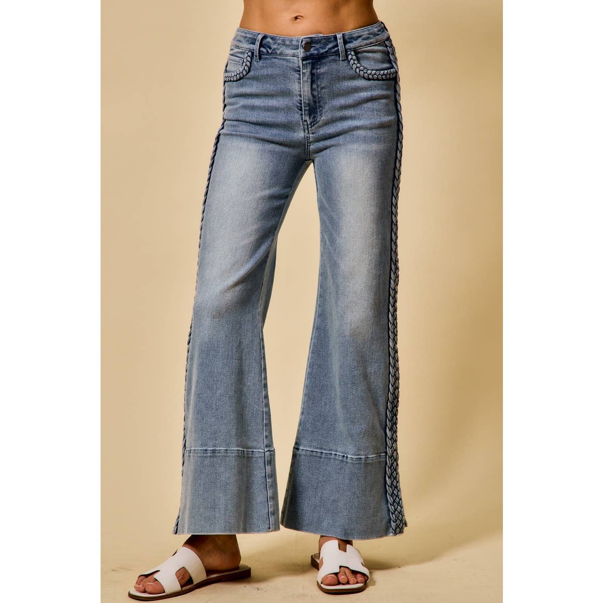 Braided Wide Leg Denim