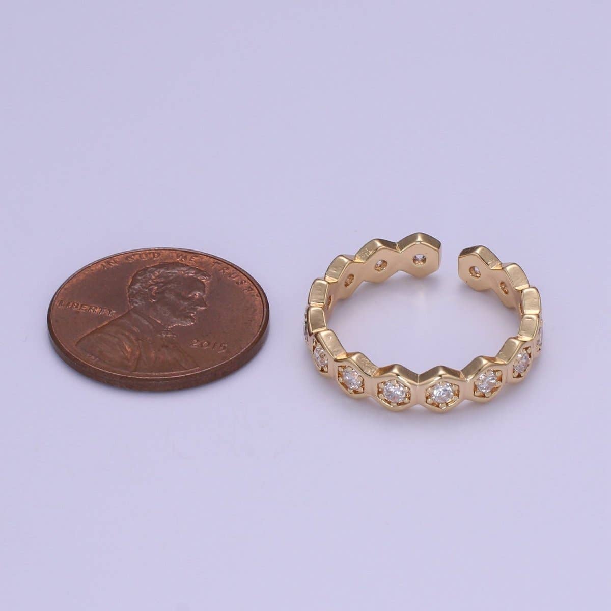 18K Gold Filled CZ Hexagon Band