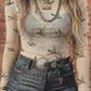 Mallard Duck Long Sleeve High Neck Mesh Blouse