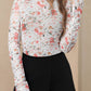 LDC Boho Floral Long Sleeve High Neck Sheath Mesh Blouse