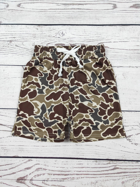 Boys Camo Shorts - Brown , Green & Tan