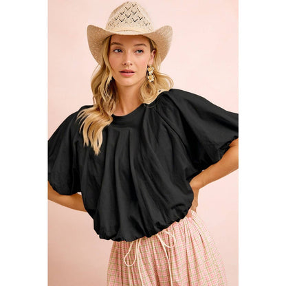 JERSEY BUBBLE SLEEVE TOP