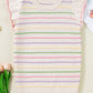 The Lila Oatmeal Colorful Striped Eyelet Knit Ruffled Sleeve Sweater T Shirt