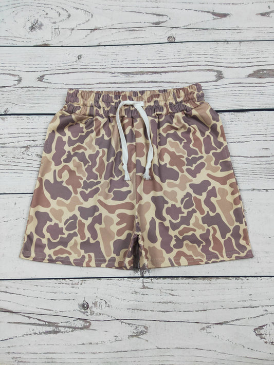 Boys Camo Shorts - Brown & Tan