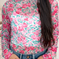 LDC Spring Western Floral Sheath Mock Neck Blouse