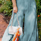 High Waist Ruffle Wide Leg Pants Plus Size
