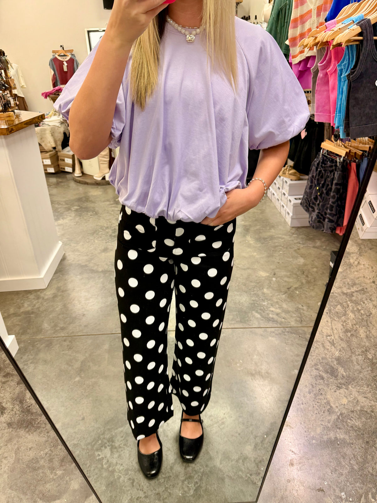 JERSEY BUBBLE SLEEVE TOP