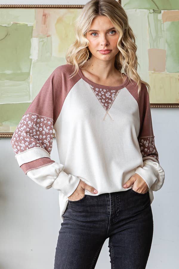 Wildflower Patchwork Waffle Knit Top