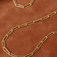 Tarnish Resistant Gold Plated Textured Paperclip Necklace