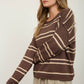 EXPOSED SEAM STRIPED ROUND NECK PULLOVER
