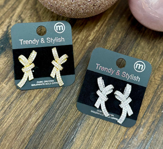 Rhinestone Bow Stud