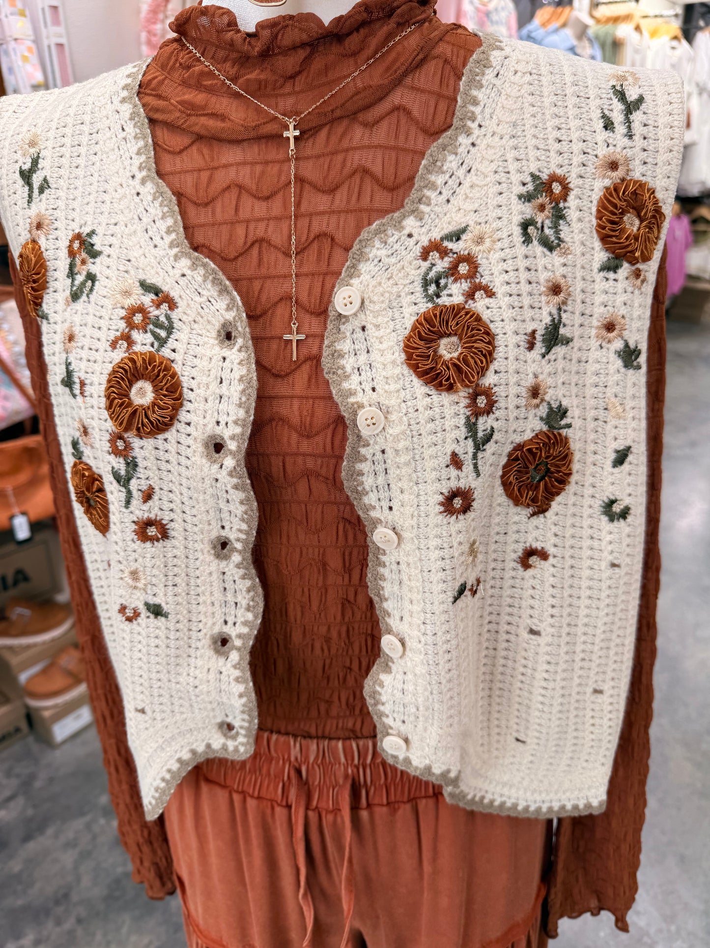 Burnt Orange Mesh Top