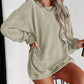 Custom Solid Ribbed Knit Round Neck Pullover Sweatshirt