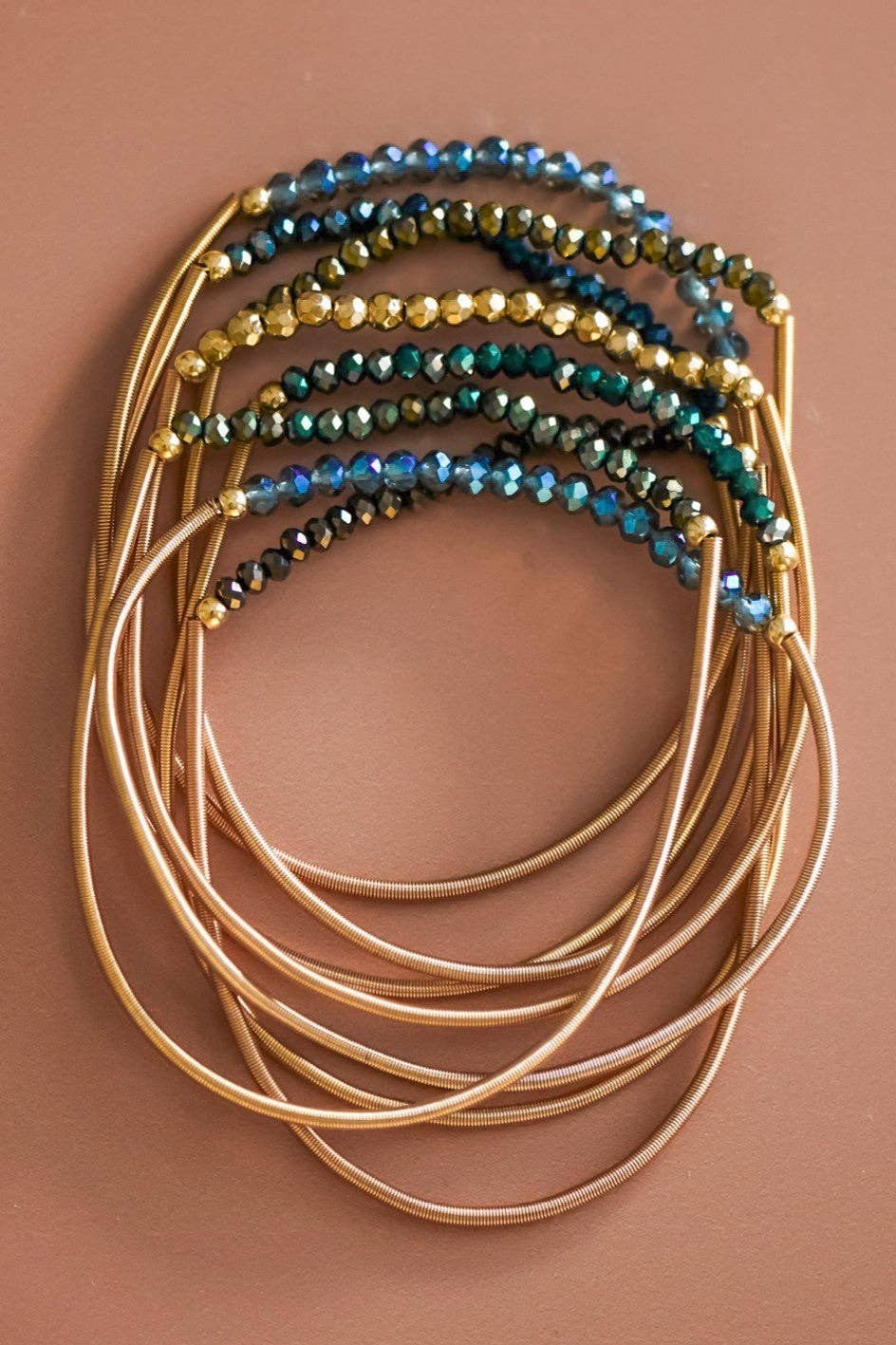 Boho Layered Spring Coil Guitar String Bracelet Set - 6963