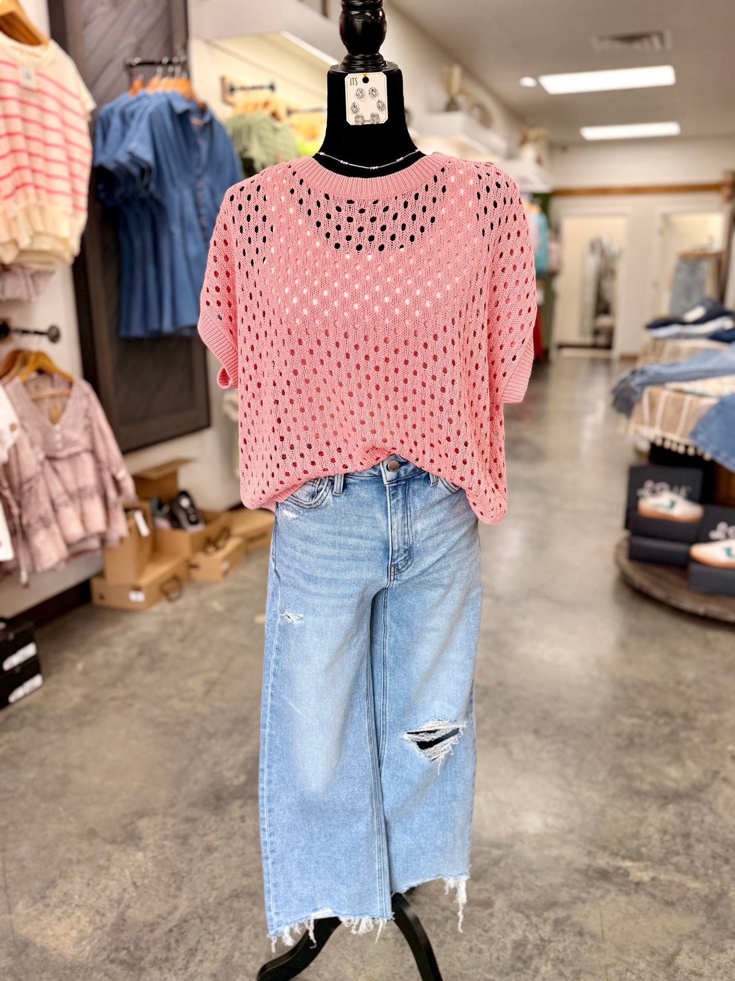 Sugarblush Eyelet Top