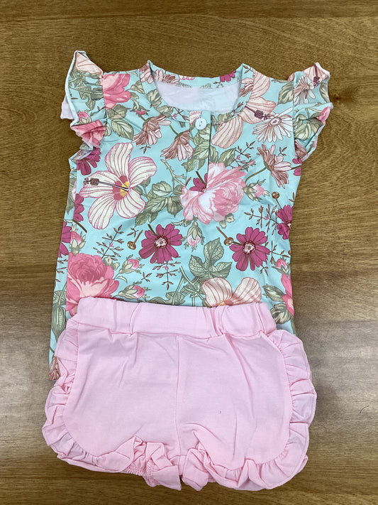 Floral soft pink shorts