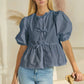 Poppi Front Tie Ribbon Blouse