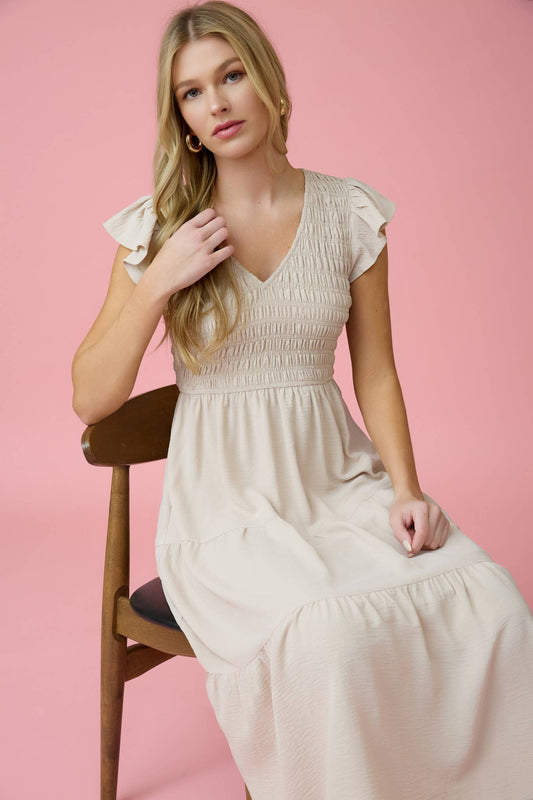 Isla Flutter Sleeve Maxi Dress