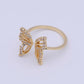 16K Gold Filled Paved CZ Open Butterfly Ring
