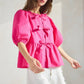 Poppi Front Tie Ribbon Blouse