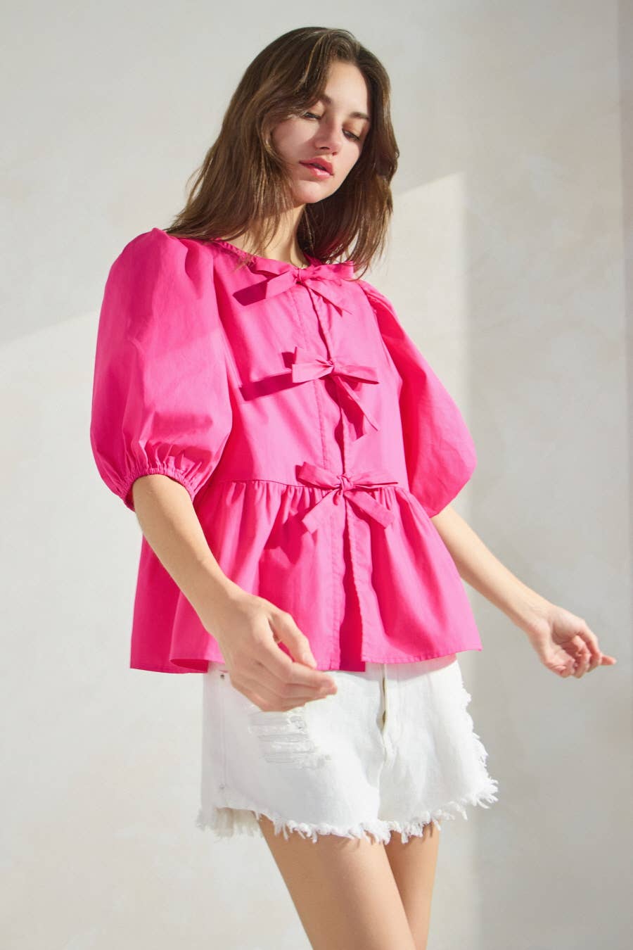 Poppi Front Tie Ribbon Blouse