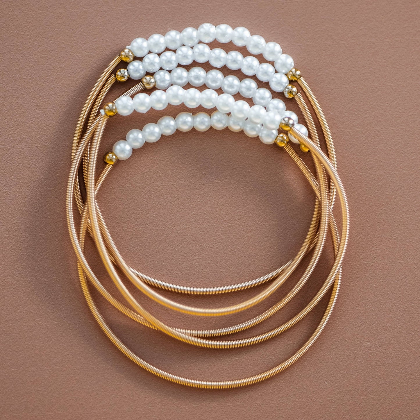 Boho Layered Spring Coil Guitar String Bracelet Set - 6025